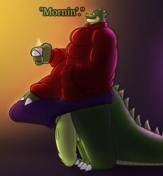 anthro balls big_balls big_penis bulge bulge_rubbing claws clothing container crocodile crocodilian cup dialogue digital_drawing_(artwork) digital_media_(artwork) diphallia diphallism erection flaccid foreskin genitals hand_in_pocket hand_on_penis hi_res holding_container holding_cup holding_mug holding_object hoodie huge_balls huge_cock hyper hyper_balls hyper_genitalia hyper_penis male max_(maxmulticroc) maxmulticroc mug multi_arm multi_genitalia multi_limb multi_pec multi_penis nipple_outline penis pockets reptile rubbing_penis scalie solo stretched_underwear tail thick_tail toe_claws topwear underwear