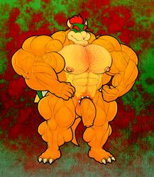 abs balls biceps big_muscles body_hair bowser cock_ring flaccid foreskin hair hairy horn huge_muscles male male_only mario_(series) muscles muscular_male nintendo nipples nude pecs penis pose red_hair ripped-saurian shell solo solo_male spikes thick_penis uncut vein