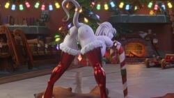 3d bent_over big_ass big_breasts blizzard_entertainment christmas draenei elly_(draenei) female_only horns mistletoe morilymory nude original_character pinup pussy solo thick_thighs thighhighs voluptuous voluptuous_female warcraft white_hair white_skin wide_hips winter_veil world_of_warcraft