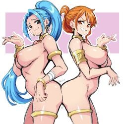 2girls big_breasts large_breasts lewdamone nami nami_(one_piece) nefertari_vivi one_piece pale-skinned_female pale_skin pre-timeskip solo_female solo_focus