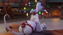 3d big_ass big_breasts blizzard_entertainment christmas draenei elly_(draenei) female_only horns morilymory nude original_character pinup restrained ribbon solo thick_thighs voluptuous voluptuous_female warcraft white_hair white_skin wide_hips winter_veil world_of_warcraft