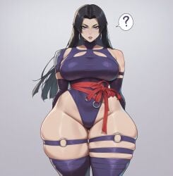 ai_generated bare_thighs black_hair gigantic_breasts huge_breasts huge_thighs light-skinned_female light_skin long_hair looking_at_viewer marvel marvel_comics marvel_rivals massive_breasts psylocke psylocke_(marvel_rivals) purple_eyes smogai solo_female squatting sweat sweatdrop thick_body thick_female thick_thighs thighs thighs_bigger_than_head voluptuous voluptuous_female x-men