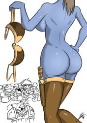 1girls adeptus_astartes ass big_ass blood_ravens blue_skin bra breasts dark_angels dawn_of_war holding_bra imperium_of_man no_bra post-human sexualyeti sideboob smile space_marine space_wolves stockings tagme tau teeth topless topless_female warhammer_(franchise) warhammer_40k