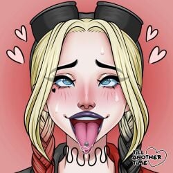 ahe_gao ahegao_face dc dc_comics drooling harley_quinn harley_quinn_(multiversus) harley_quinn_(suicide_squad) multiversus suicide_squad tillanothertime tongue tongue_out