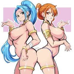 2girls big_breasts clothing female female_only large_breasts lewdamone nami nami_(one_piece) nefertari_vivi one_piece pale-skinned_female pale_skin pre-timeskip solo_female solo_focus