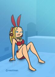 1girls artist_name bikini blaineley_(tdi) blonde_hair bunny_ears earrings red_bikini total_drama_island vaultman