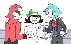 2boys1girl big_breasts bottomless editorl enormous_breasts enormous_thighs exposed_breasts gigantic_breasts huge_breasts huge_thighs jaiden jaiden_animations jaiden_dittfach jaidenanimations massive_breasts massive_thighs white_body youtube youtuber