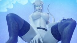 3d big_breasts blizzard_entertainment draenei elly_(draenei) female_only horns huge_breasts morilymory nude original_character pussy solo spread_legs stockings thick_thighs voluptuous voluptuous_female warcraft white_hair white_skin wide_hips world_of_warcraft