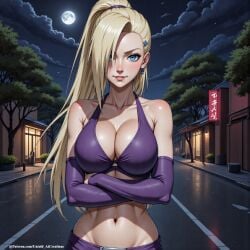 1girls ai_generated blonde_hair cleavage close-up clothing female female_only ino_yamanaka looking_at_viewer naruto naruto_(series) naruto_shippuden no_sex not_porn petite safe untoldaicreations untoldcreate