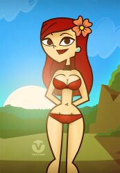 1girls artist_logo artist_name bikini red_bikini red_hair swimsuit total_drama_island vaultman zoey_(tdi)