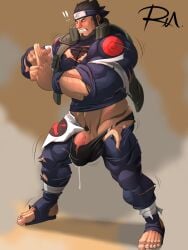 balls bara beard bulge facial_hair flaccid headband male male_only muscles muscular naruto penis reclamon ripped_clothing sarutobi_asuma solo solo_male