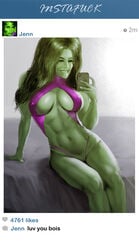 abs breasts female green_skin instagram kaihlan marvel muscular muscular_female panties parody selfie she-hulk sling_bikini solo thong