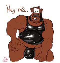 1boy 1male 1man big_balls big_belly big_penis big_thighs buldge car cars_(film) crotch disney extrasizedbob fat gay humanized latex male male_only mater muscular muscular_male pixar rubber solo solo_focus tow_truck underwear what yaoi