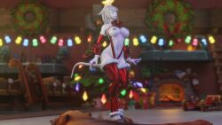 3d big_breasts blizzard_entertainment christmas draenei elly_(draenei) female_only horns morilymory nude original_character pinup pussy solo thick_thighs thighhighs voluptuous voluptuous_female warcraft white_hair white_skin wide_hips winter_veil world_of_warcraft