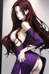 ai_generated aliza_(horrortale) big_ass brown_hair dress horrortale purple_eyes undertale