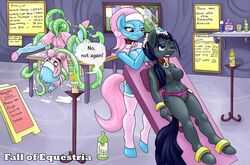 3girls aloe_(mlp) anthro bondage breasts crotchless_panties cum earth_pony equine fall_of_equestria female friendship_is_magic fur horn lotus_blossom mammal mind_break multiple_girls multiple_subs my_little_pony no_bra panties pony poprocks severed_horn sex sibling smile smudge_proof spa tentacle tentacle_rape tentacles topless twins unicorn