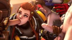 1girls 3boys 3d animated blizzard_entertainment brigitte brigitte_lindholm cole_cassidy fellatio female greatm8 handjob hanzo_shimada male oral overwatch penis short_playtime shorter_than_30_seconds shorter_than_one_minute soldier_76 sound source_filmmaker video