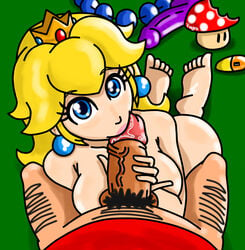 anal_beads ass big_breasts blonde_hair blue_eyes breasts crown dildo earrings erect_penis erection eyelashes feet fellatio female hair hairy handjob human humanoid lips looking_at_viewer male mario mario_(series) mushroom nintendo oral penis pov princess_peach pubic_hair red_shirt saliva straight super_mario_bros. testicles text triterra313 veins veiny_penis vibrator