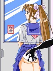 animated animated ass ass_grab bishojo_janshi_pretty_sailor_2 brown_hair game_sprite oldschool panties serafuku