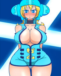 blonde_hair blue_eyes blush breasts gum_(jsr) hair headgear helmet jet_set_radio large_breasts panties short_hair uirou-zazami wide_hips