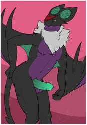 2014 5_fingers amwulf anthro anthrofied ass balls bat erection fur half-closed_eyes hand_on_ass happy hi_res looking_at_viewer male male_only mammal navel nintendo noivern nude pecs penis pokemon pokemon_(species) pose round_ears smile solo standing video_games wings