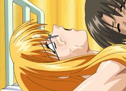 aizaki_kaori animated begging blonde_hair bondage bouncing_breasts breasts cum cum_in_hair cum_on_face female glasses huge_breasts human long_hair male mejoku nude orgasm rape sextra_credit student vaginal_penetration