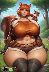 ai_generated doreen_green huge_ass huge_breasts marvel marvel_rivals realgreenheart small_waist squirrel_girl_(marvel_rivals) tagme thick_thighs wide_hips