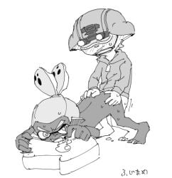 2boys anal chibi gay nintendo plushie rider_(splatoon) splatoon splatoon_(manga) stealth_(splatoon) yaoi