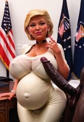 ai_generated bimbo blacked blonde_female blonde_hair choker comedy dark-skinned_male donald_j_trump donald_trump donaldina_trump funny genderswap_(mtf) huge_breasts huge_cock humor interracial muscular_male politics pregnancy pregnant pregnant_belly pregnant_female rule_63 white_female