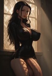 1futa absurdly_large_cock ai_generated big_breasts big_penis black_hair blue_eyes civitai futa_only futanari huge_breasts huge_cock long_hair looking_at_viewer nico_robin one_piece solo stable_diffusion suckeryes tight_clothing