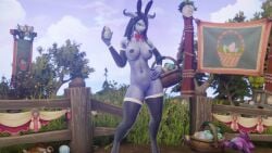 1girls 3d big_breasts black_hair blizzard_entertainment blue_skin bunny_ears curvy_figure draenei easter female horns huge_breasts morilymory mory noblegarden nude original_character pinup solo stockings tail thick_thighs thighhighs voluptuous voluptuous_female warcraft wide_hips world_of_warcraft