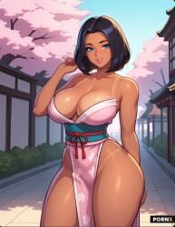 ai_generated big_ass big_breasts big_butt big_thighs cute cute_face female japanese japanese_clothes japanese_clothing japanese_female kimono n_1611 slut slutty_clothes street thick_ass thick_thighs wide_hips