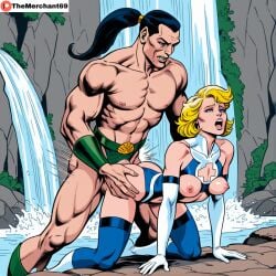 1boy 1girls abs ai_generated all_fours ambiguous_penetration athletic athletic_male black_hair blonde_hair blue_eyes breast_curtains breasts breasts_out cheating_wife cleavage cleavage_cutout day doggy_style fantastic_four female fit fit_male full_body gloves invisible_woman long_gloves male marvel marvel_comics medium_breasts muscular muscular_male namor namor_the_sub-mariner nipples nudity open_mouth outdoor_nudity outdoor_sex outside ponytail sex side_view standing stockings straight sue_richards sue_storm sue_storm_90s_costume themerchant69 water waterfall