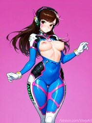 1girls ai_generated d.va female female large_breasts light-skinned_female light_skin medium_breasts naked naked_female nipples nude nude_female overwatch uncensored vixxyart watermark