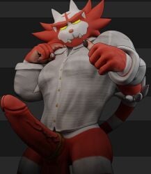 3d_(artwork) accessory anaroth anthro balls barazoku big_penis claws clothed clothing cock_ring digital_media_(artwork) erection felid fur generation_1_pokemon generation_7_pokemon genitals hair hi_res huge_cock humanoid humanoid_genitalia incineroar jewelry lion looking_pleasured male mammal muscular muscular_anthro muscular_male nintendo nude pantherine pantsless partially_clothed penis penis_accessory penis_jewelry pokemon pokemon_(species) professional_clothes red_body shiny_pokemon simple_background smile solo tail vein veiny_penis widescreen