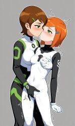 ai_generated ben_10 ben_tennyson bodysuit female_only fingering genderswap_(mtf) gwen_tennyson rule_63 shaking skin_tight yuri