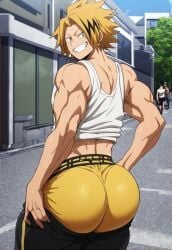 ai_generated ass ass ass_focus big_ass big_butt boku_no_hero_academia butt_focus civitai denki_kaminari fat_ass fat_butt kaminari_denki male male_only muscular muscular_male my_hero_academia public sagging sagging_pants solo solo_male solo_male tank_top thesatyrboi underwear yellow_eyes yellow_hair yellow_underwear