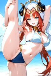 ai_generated beach genshin_impact hoyoverse light-skinned_female light_skin mihoyo mihoyo_technology_(shanghai)_co._ltd. nilou_(genshin_impact) sumeru_girls