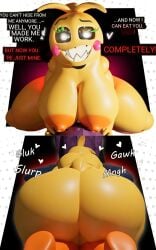 1boy 1girls 3d 3d_model 3d_render ass big_areola big_ass big_breasts big_butt big_nipples big_thighs blush_stickers breasts breasts_bigger_than_head bubble_butt crazy_eyes dialogue digital_media_(artwork) dominant_female english_text female five_nights_at_freddy's five_nights_at_freddy's_2 furry gagged gagging hi_res igxxiii kein_wal lovetaste_chica male oral oral_sex reverse_rape robot robot_girl scottgames sharp_teeth smile straight tagme text toy_chica_(fnaf) toy_chica_(love_taste)