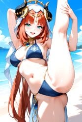 ai_generated beach genshin_impact hoyoverse light-skinned_female light_skin mihoyo mihoyo_technology_(shanghai)_co._ltd. nilou_(genshin_impact) sumeru_girls