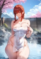 ai_generated ass big_ass breasts chainsaw_man goddess hourglass_figure makima_(chainsaw_man) naked red_hair seductive seductive_look small_waist sweating thick_ass thick_hips thick_legs thick_thighs voluptuous voluptuous_female