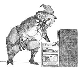 anthro appliance big_breasts bovid breasts caprine clothing collar female fluffy food fridge fur hat headgear headwear horn huge_breasts inside jfj kitchen kitchen_appliance mammal mature_female mug_root_beer nipples nude rachel_waterman_(the_walten_files) scary sheep sheep_witch_(twf) simple_background size_difference slightly_chubby solo spiked_collar spikes the_mysterious_house the_return_of_the_pumpkin_rabbit the_walten_files thick_thighs wide_hips witch_hat woods_1122 wool_(fur)