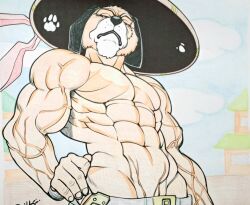 abs biceps duke_dogstorm inuarashi_(one_piece) muscular obliques pecs ribs serratus_anterior solo triceps veiny