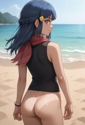 ai_generated ass beach bottomless dawn_(pokemon) tanline