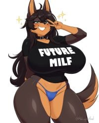 1girls anthro ass big_ass big_breasts big_thighs blue_eyes breasts brown_hair canine canine copain_(helicopterfood) dobermann dog_ears dog_girl dog_tail female female_focus female_only fur furry gigantic_ass gigantic_breasts gigantic_thighs helicopterfood huge_ass huge_breasts huge_thighs long_hair original original_character tagme tail thick_thighs thighs very_long_hair