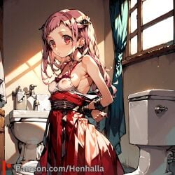 1girls ai_generated anime_girl big_breasts breasts dress henhalla jibaku_shounen_hanako-kun nipples solo solo_female toilet_bound_hanako_kun yashiro_nene young younger_female