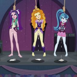 3girls adagio_dazzle after_rape after_sex ai_generated aria_blaze barefoot bottomless clothed clothing corpse cum cum_in_pussy cum_in_pussy dead death defeated defeated_villainess edit edited equestria_girls female hanged my_little_pony necrophilia noose open_mouth rope rope_around_neck sonata_dusk stage the_dazzlings trio trio_female villainess vulva