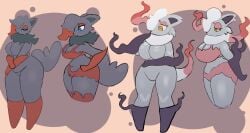 artesjsc big_breasts breasts cleavage female furry hisuian_zorua huge_breasts pokemon pokemon_(species) thick_thighs wide_hips zorua