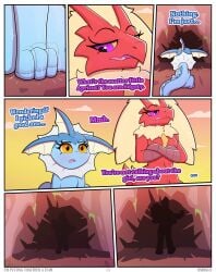 apricot_(bnbigus) bnbigus cave comic dialogue hot_stuff_(bnbigus) no_sex no_visible_genitalia outside pokemon