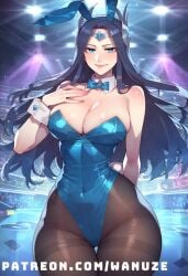 ai_generated big_ass big_breasts big_butt big_thighs blush huge_ass huge_breasts huge_butt huge_thighs irelia_xan league_of_legends leotard pantyhose playboy_bunny rabbit_ears rabbit_girl rabbit_tail tiara wanuze wide_hips